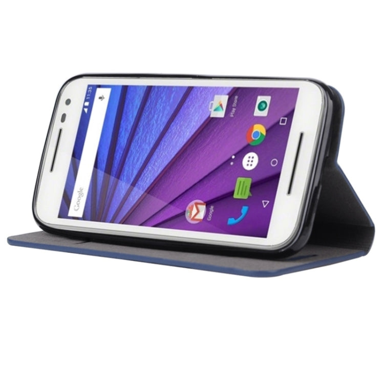 Canvas Surface Horizontal Flip Leather Case with Card Slot & Holder for Motorola Moto G(3rd Gen.)