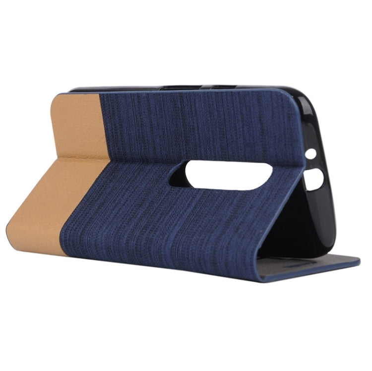 Canvas Surface Horizontal Flip Leather Case with Card Slot & Holder for Motorola Moto G(3rd Gen.)