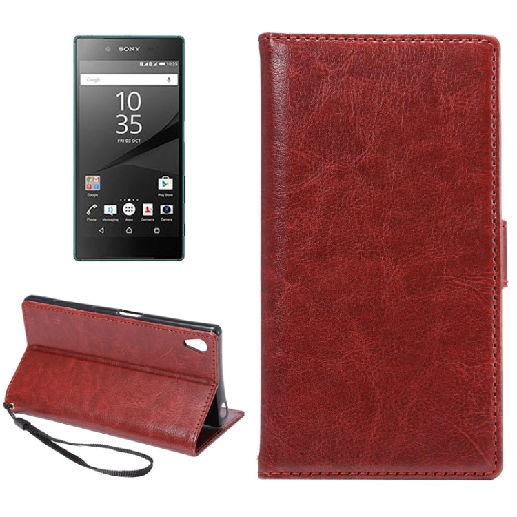 Fine Sheepskin Texture Horizontal Flip Leather Case with Card Slots & Holder & Lanyard for Sony Xperia Z5