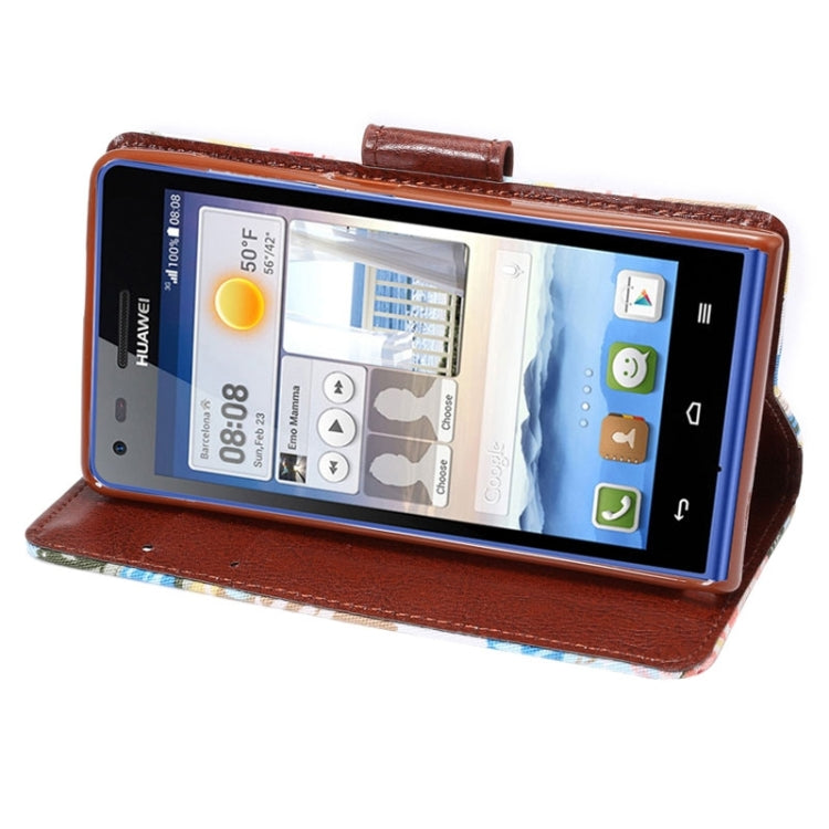 Floral Cloth Magnetic Snap Flip Leather Case with Holder and Card Slots for Huawei Ascend G6(4G version)(White)