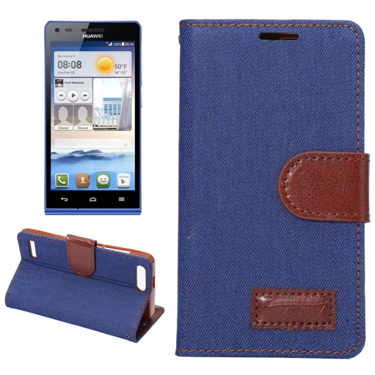 Denim Texture Leather Case with Holder and Card Slots for Huawei Ascend G6(4G version)