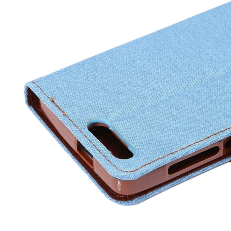 Denim Texture Leather Case with Holder and Card Slots for Huawei Ascend G6(4G version)