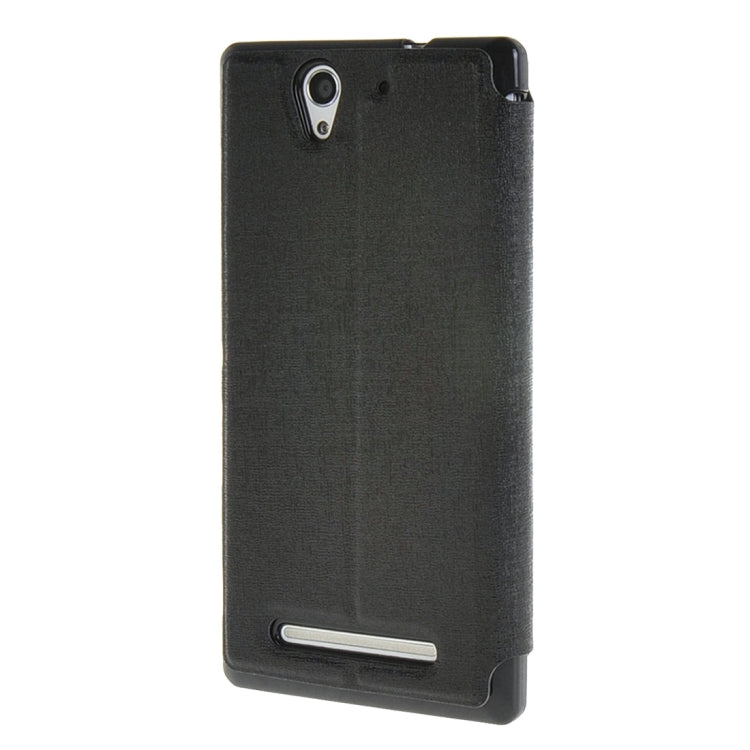 Sand Texture Horizontal Flip Leather Case with Call Display ID & Holder for Sony Xperia C3
