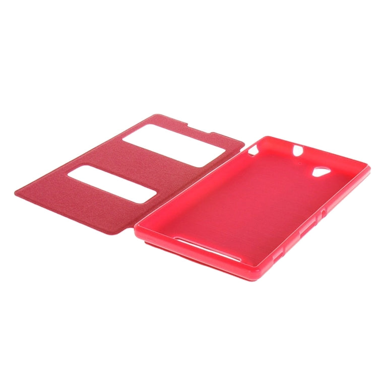 Sand Texture Horizontal Flip Leather Case with Call Display ID & Holder for Sony Xperia C3