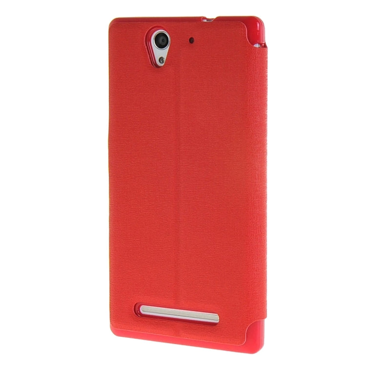 Sand Texture Horizontal Flip Leather Case with Call Display ID & Holder for Sony Xperia C3