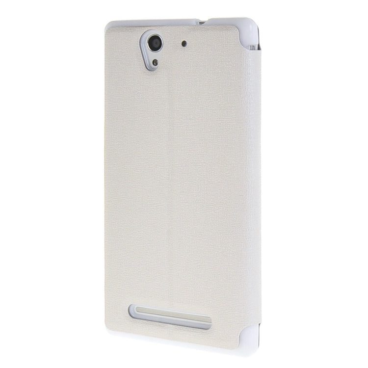 Sand Texture Horizontal Flip Leather Case with Call Display ID & Holder for Sony Xperia C3