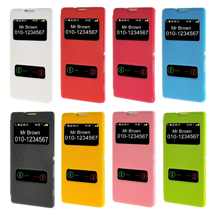 Sand Texture Horizontal Flip Leather Case with Call Display ID & Holder for Sony Xperia C3