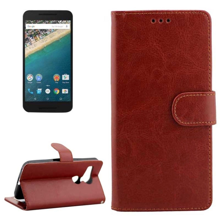 Crazy Horse Texture Horizontal Flip Leather Case with Holder & Card Slots & Wallet & Photo Frame for Google Nexus 5X