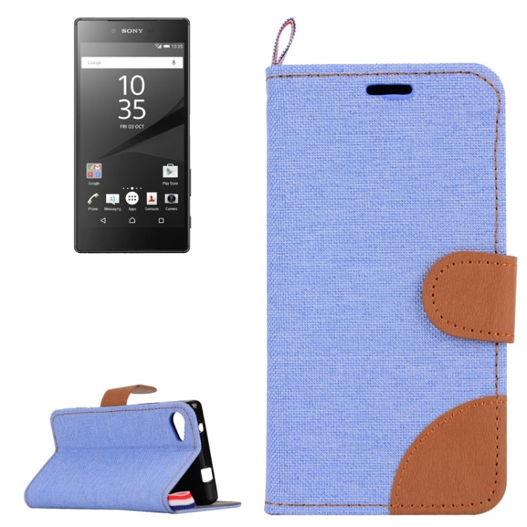 Denim Texture Horizontal Flip Leather Case with Holder & Card Slots for Sony Xperia Z5 Compact / Z5 mini / E5803 / E5823
