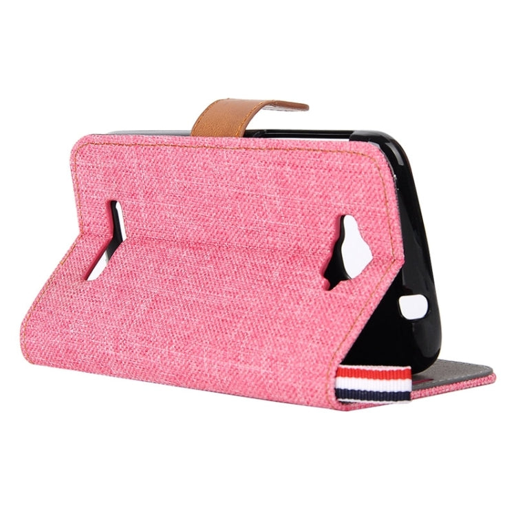 Denim Texture Leather Case with Card Slots & Holder & Lanyard for Alcatel One Touch Pop C7