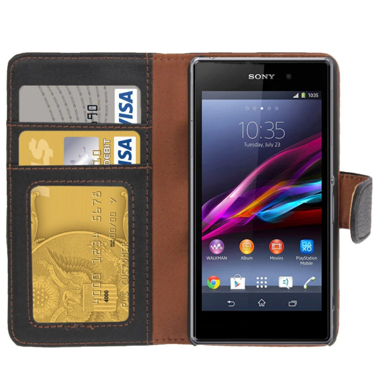 Litchi Texture Leather Case with Credit Card Slots & Holder for Sony Xperia Z1 mini