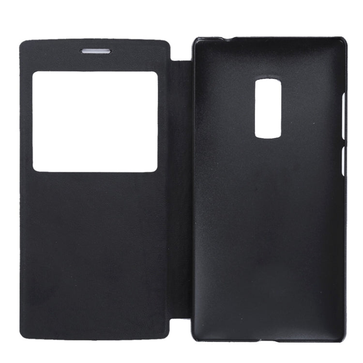 Litchi Texture Horizontal Flip Solid Color Leather Case with Holder & Call Display ID for OnePlus Two(Black)