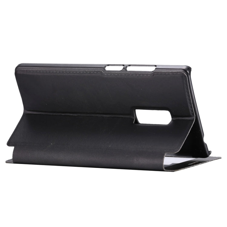 Litchi Texture Horizontal Flip Solid Color Leather Case with Holder & Call Display ID for OnePlus Two(Black)
