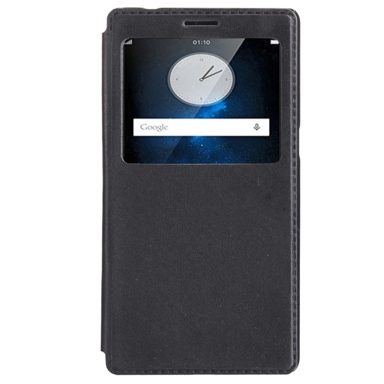 Litchi Texture Horizontal Flip Solid Color Leather Case with Holder & Call Display ID for OPPO R7 Plus(Black)