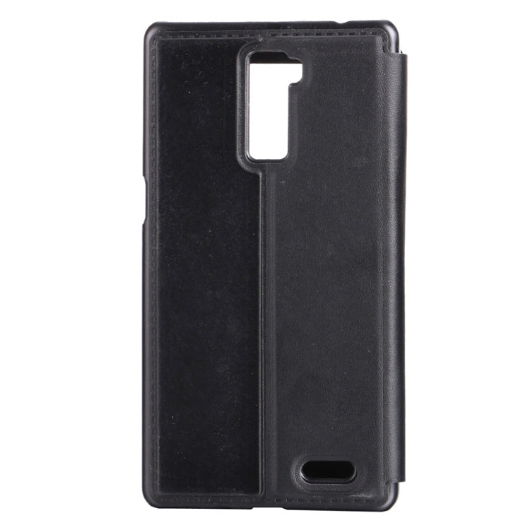 Litchi Texture Horizontal Flip Solid Color Leather Case with Holder & Call Display ID for OPPO R7 Plus(Black)