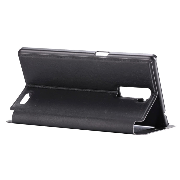 Litchi Texture Horizontal Flip Solid Color Leather Case with Holder & Call Display ID for OPPO R7 Plus(Black)