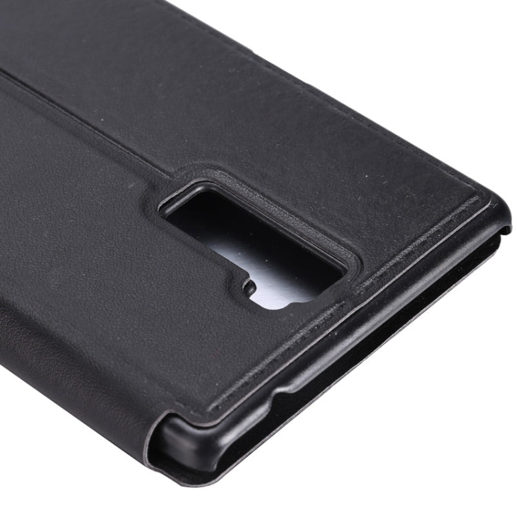Litchi Texture Horizontal Flip Solid Color Leather Case with Holder & Call Display ID for OPPO R7 Plus(Black)