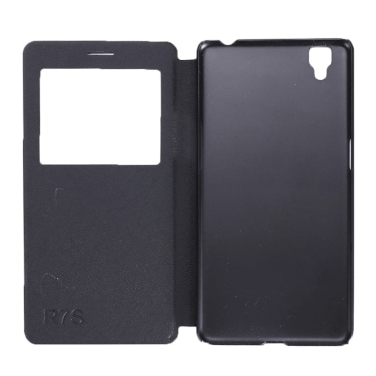 Litchi Texture Horizontal Flip Solid Color Leather Case with Holder & Call Display ID for OPPO R7s(Black)