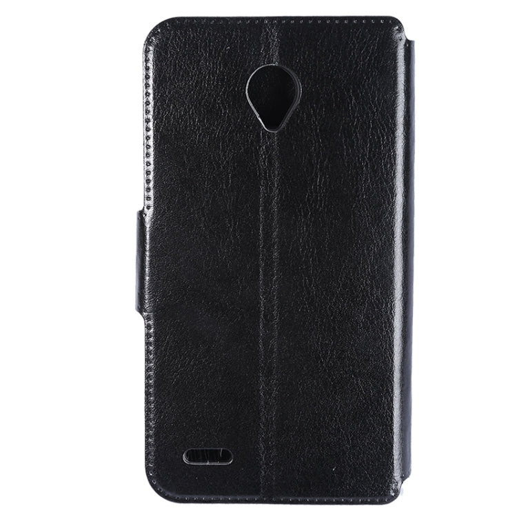 Crazy Horse Texture Horizontal Flip Black Leather Case with Holder & Card Slots for Vodafone Smart Prime 6 / OT-V895