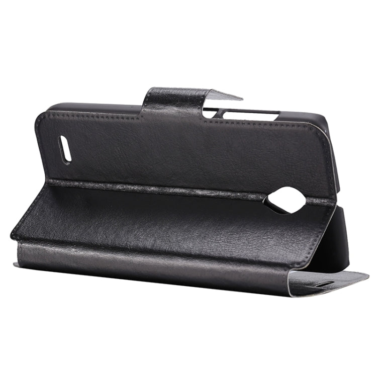 Crazy Horse Texture Horizontal Flip Black Leather Case with Holder & Card Slots for Vodafone Smart Prime 6 / OT-V895