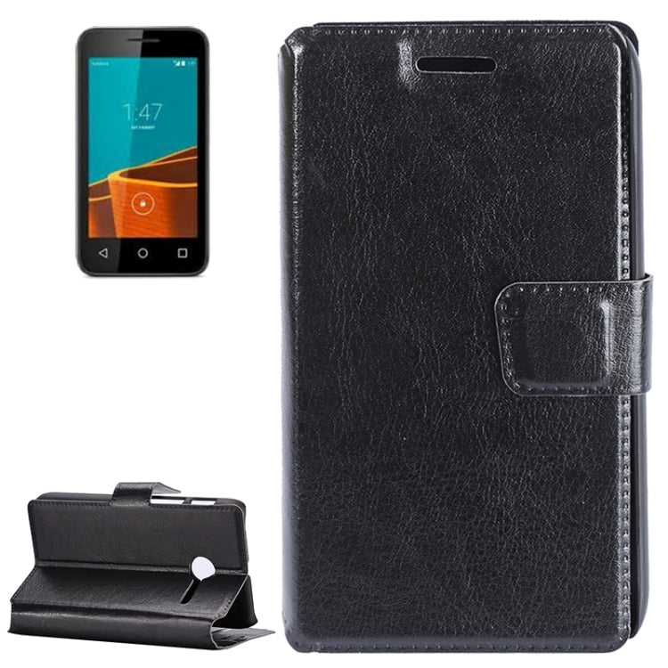 Crazy Horse Texture Horizontal Flip Black Leather Case with Holder & Card Slots for Vodafone Smart First 6 / V695