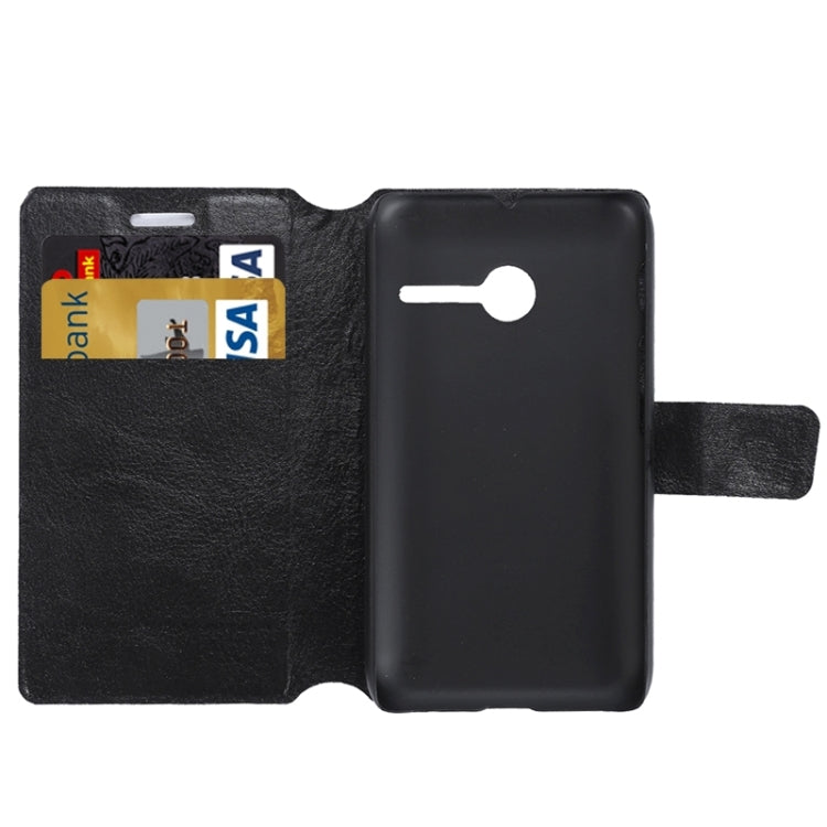 Crazy Horse Texture Horizontal Flip Black Leather Case with Holder & Card Slots for Vodafone Smart First 6 / V695