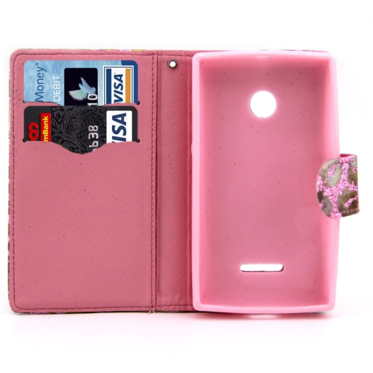 Golden Lips Pattern Flip Leather Case with Holder & Card Slots for Microsoft Lumia 435