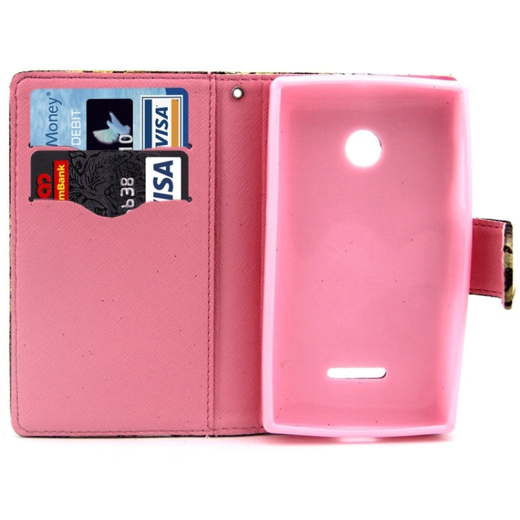 Golden Lips Pattern Flip Leather Case with Holder & Card Slots for Microsoft Lumia 435