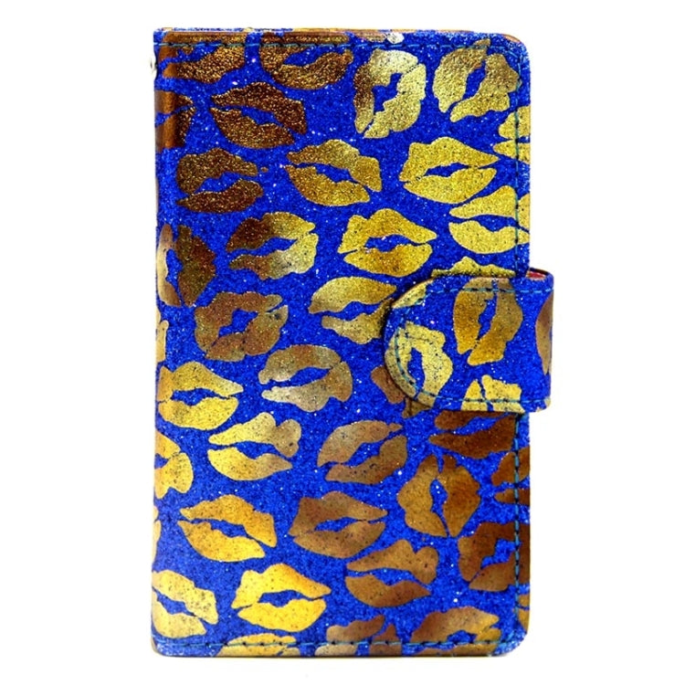 Golden Lips Pattern Flip Leather Case with Holder & Card Slots for Microsoft Lumia 435