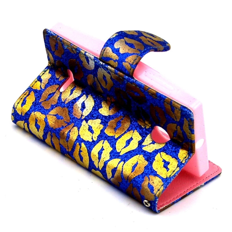 Golden Lips Pattern Flip Leather Case with Holder & Card Slots for Microsoft Lumia 435