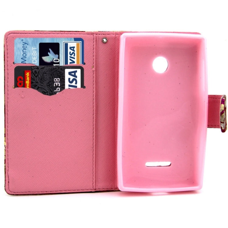 Golden Lips Pattern Flip Leather Case with Holder & Card Slots for Microsoft Lumia 435