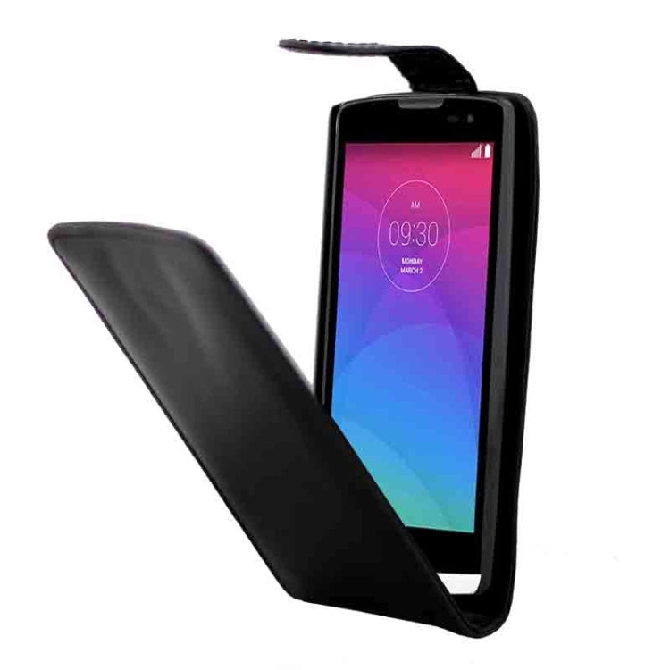 Vertical Flip Magnetic Button Leather Case for LG Leon / H340