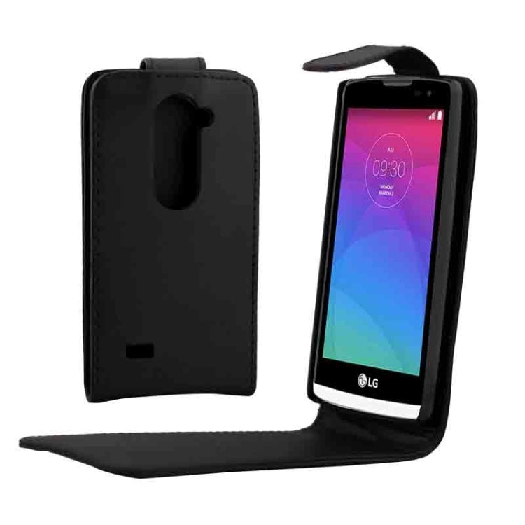 Vertical Flip Magnetic Button Leather Case for LG Leon / H340