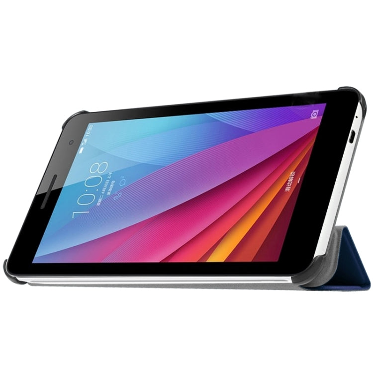 7.0 Inch Karst Texture Horizontal Flip Solid Color Leather Case with Three-Folding Holder for Huawei Honor Play T1 / T1-701u