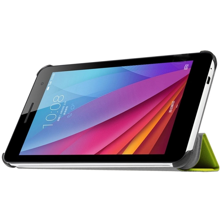 7.0 Inch Karst Texture Horizontal Flip Solid Color Leather Case with Three-Folding Holder for Huawei Honor Play T1 / T1-701u