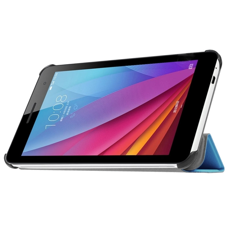 7.0 Inch Karst Texture Horizontal Flip Solid Color Leather Case with Three-Folding Holder for Huawei Honor Play T1 / T1-701u