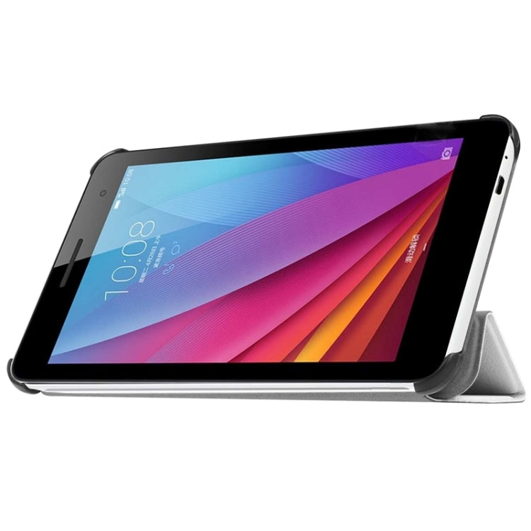 7.0 Inch Karst Texture Horizontal Flip Solid Color Leather Case with Three-Folding Holder for Huawei Honor Play T1 / T1-701u