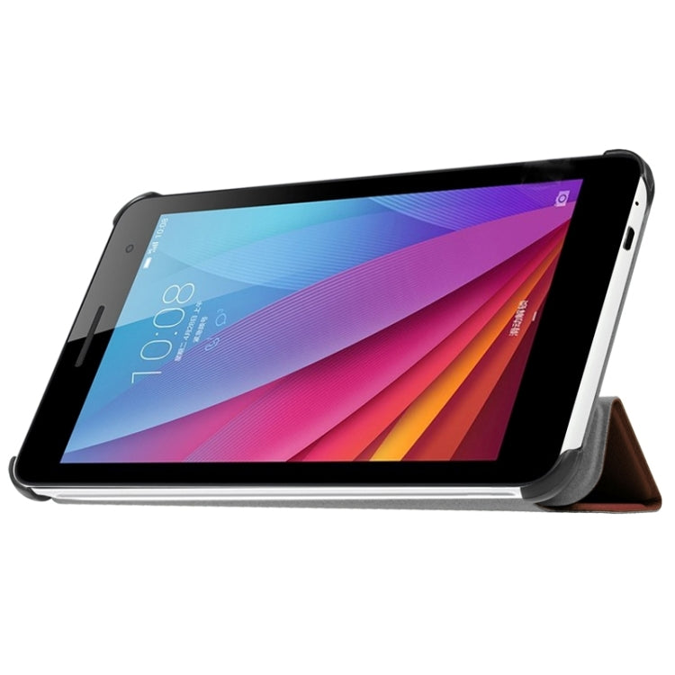 7.0 Inch Karst Texture Horizontal Flip Solid Color Leather Case with Three-Folding Holder for Huawei Honor Play T1 / T1-701u