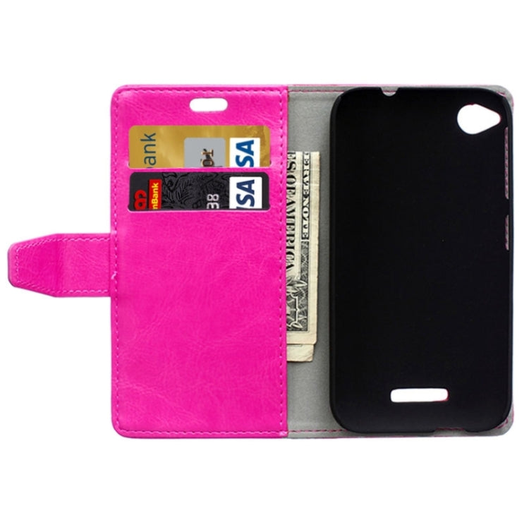 For HTC Desire 320 Crazy Horse Texture Horizontal Flip Solid Color Magnetic Buckle Leather Case with Holder & Card Slots & Wallet