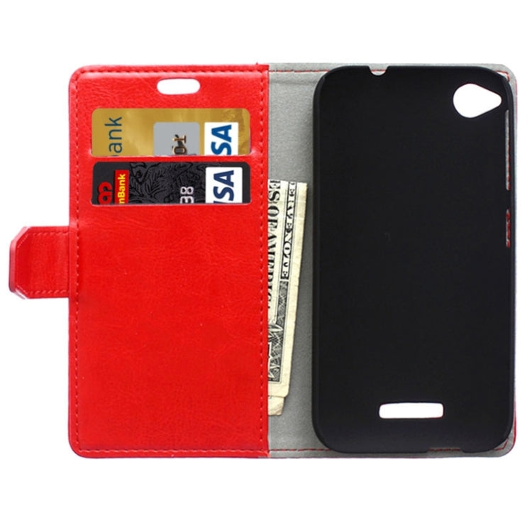 For HTC Desire 320 Crazy Horse Texture Horizontal Flip Solid Color Magnetic Buckle Leather Case with Holder & Card Slots & Wallet