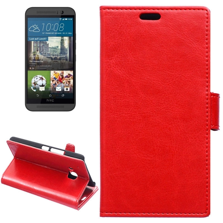 For HTC One M9 Crazy Horse Texture Horizontal Flip Magnetic Buckle Leather Case with Holder & Card Slots & Wallet