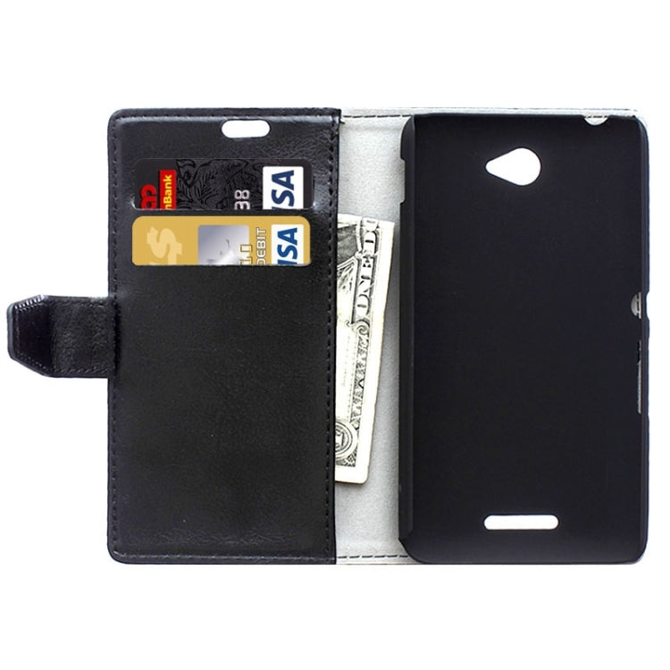 Crazy Horse Texture Horizontal Flip Solid Color Magnetic Buckle Leather Case with Holder & Card Slots & Wallet for Sony Xperia E4