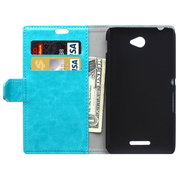 Crazy Horse Texture Horizontal Flip Solid Color Magnetic Buckle Leather Case with Holder & Card Slots & Wallet for Sony Xperia E4