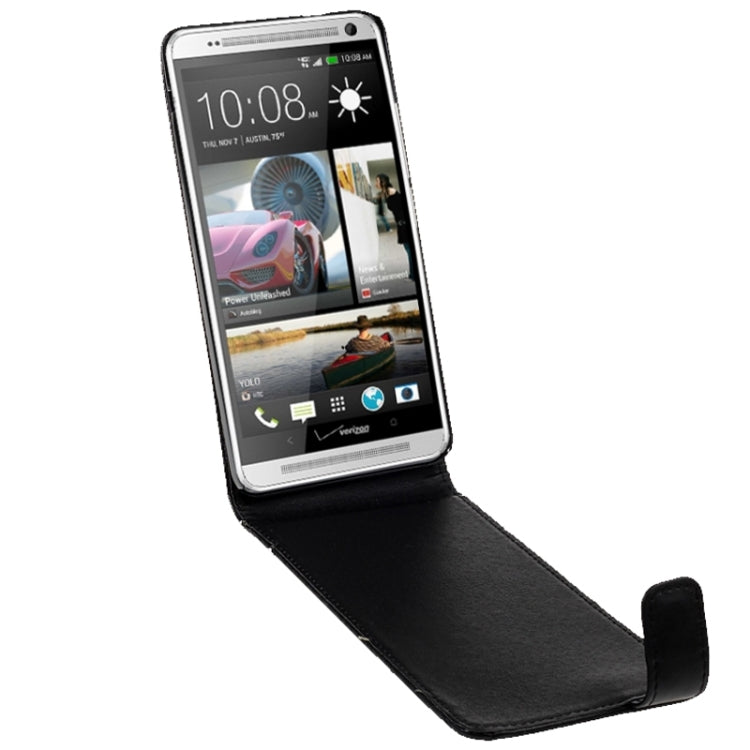 For HTC One Max / T6 Vertical Flip Magnetic Snap Leather Case(Black)