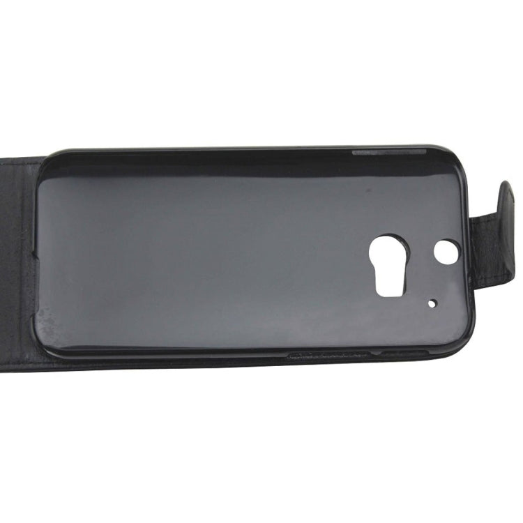 For HTC One M8 Vertical Flip Magnetic Snap Leather Case(Black)