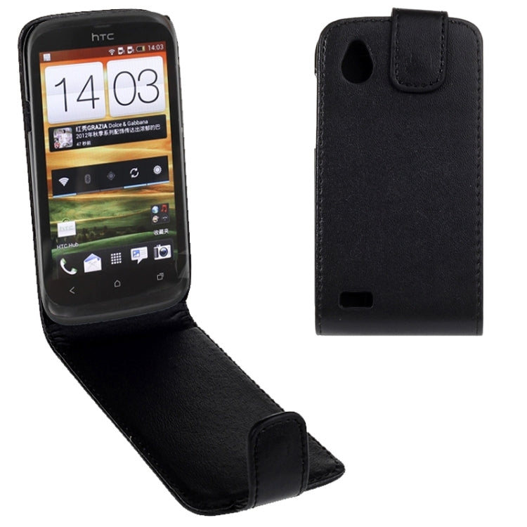 For HTC Desire V / T328W Vertical Flip Magnetic Snap Leather Case(Black)