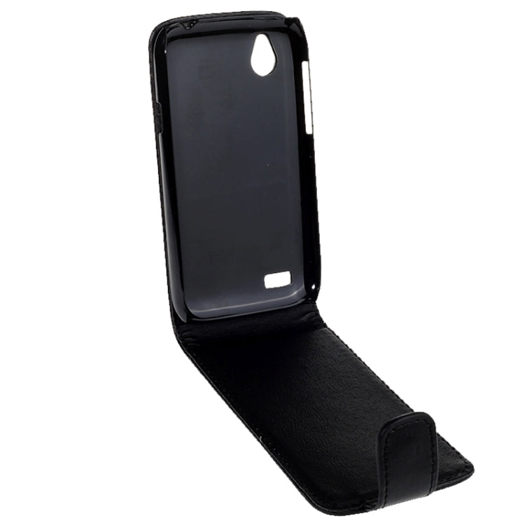 For HTC Desire V / T328W Vertical Flip Magnetic Snap Leather Case(Black)