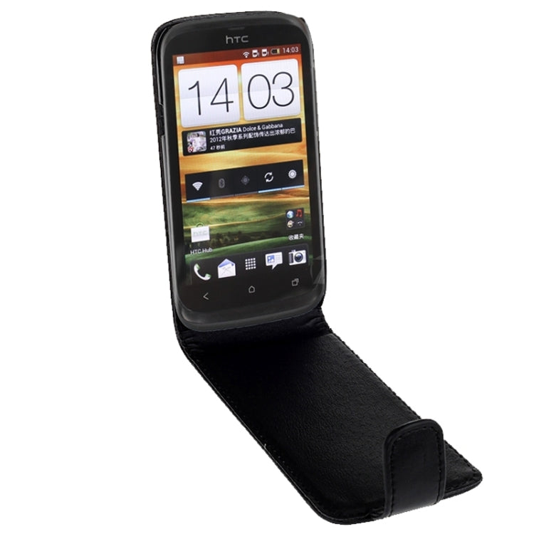 For HTC Desire V / T328W Vertical Flip Magnetic Snap Leather Case(Black)
