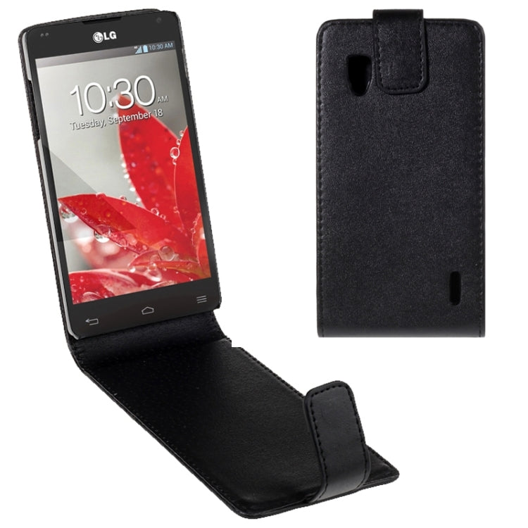 For LG Optimus G / E973 Vertical Flip Magnetic Snap Leather Case(Black)
