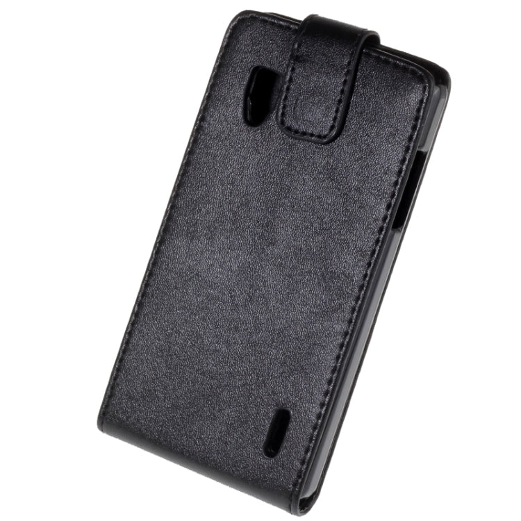 For LG Optimus G / E973 Vertical Flip Magnetic Snap Leather Case(Black)